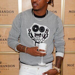 Kenzo Grey Wool-Blend Gear Jacquard Sweater